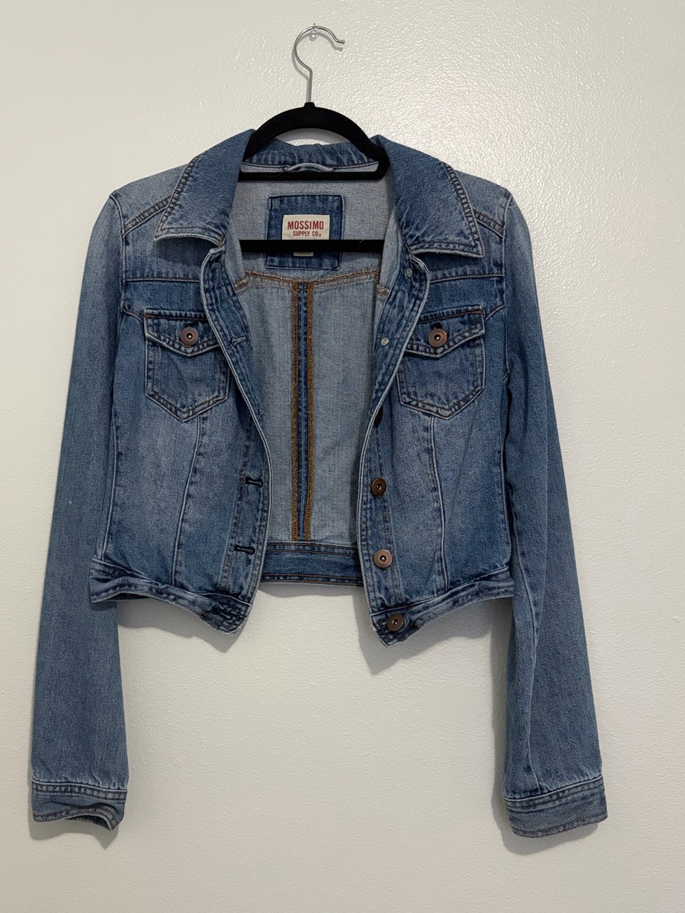 Mossimo Supply Co Cropped Denim Jacket Medium Light Wash Jean Jacket
